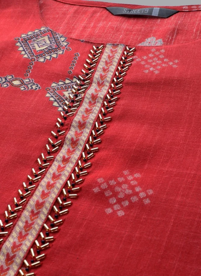 Indo Street Ethnic Motifs Printed Kurta with Palazzos for Women