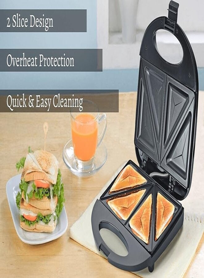 showkah 2 Slice Sandwich Toaster with Non-Stick Plate, Overheat Protection, Power On/Off Indicator, Sandwich Maker - Image 2