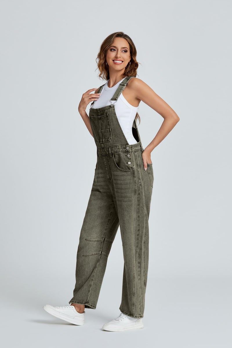 Ladyful جينز ديميم للنساء من ليدي فُل، سُروال واسع الساقين، قابل للتعديل، رداء ديميم مرن - Image 4