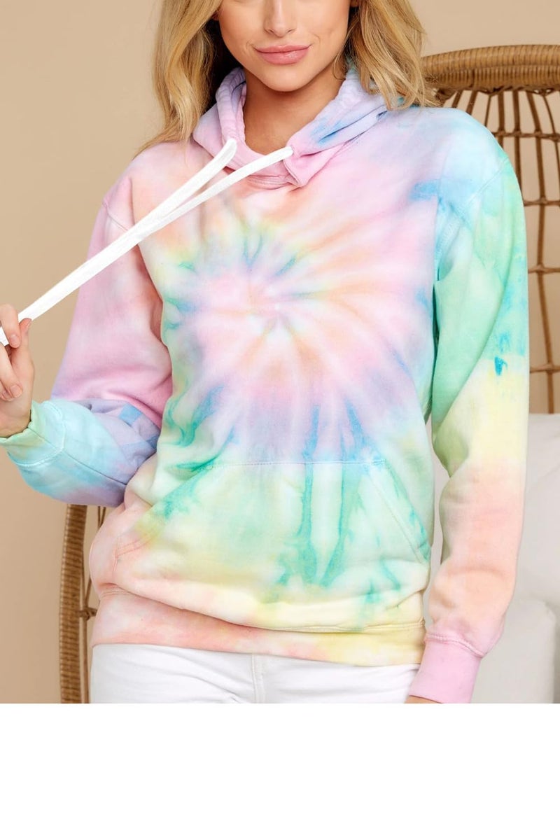 YOCUR Womens Hoodies Sweatshirt Womens Tie Dye Hoodie Thin Sweatshirt Casual Fall Tops Long Sleeve Pocket Pullover Green L - Image 4