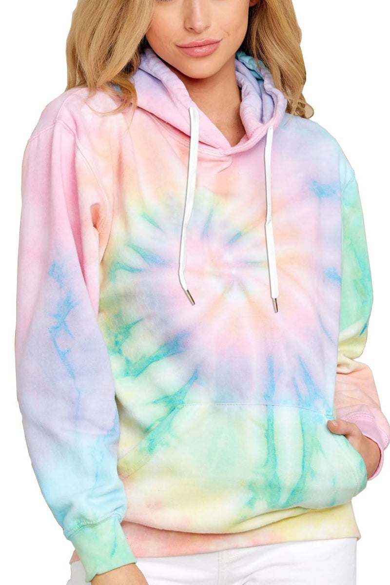 YOCUR Womens Hoodies Sweatshirt Womens Tie Dye Hoodie Thin Sweatshirt Casual Fall Tops Long Sleeve Pocket Pullover Green L - Image 1