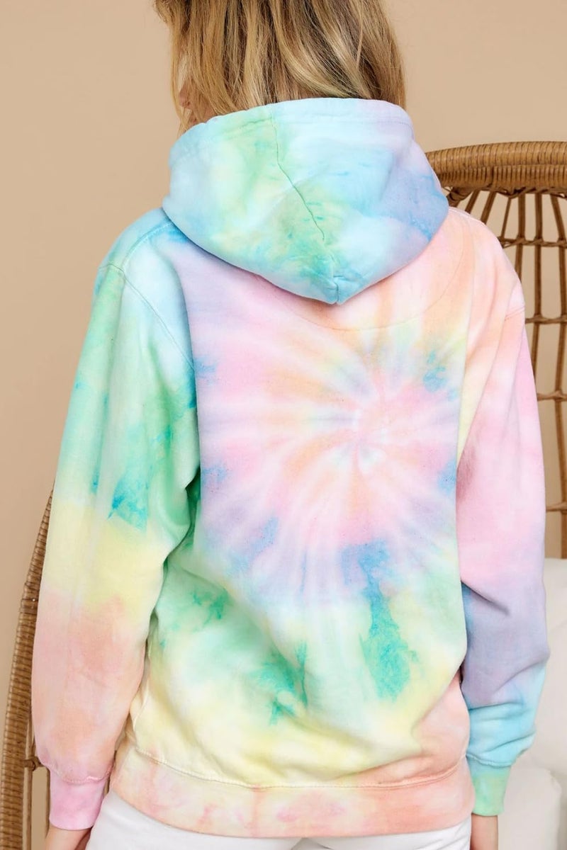 YOCUR Womens Hoodies Sweatshirt Womens Tie Dye Hoodie Thin Sweatshirt Casual Fall Tops Long Sleeve Pocket Pullover Green L - Image 2