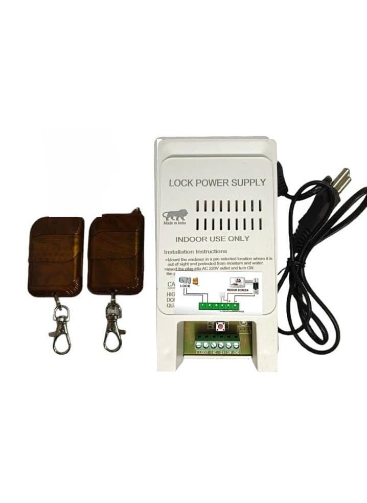Electronic Door Lock with Lock Power Supply and 2 Remotes RC Power Supply 12V30V DC Smart Connect with Video Door Phone CPPlus for Main Door