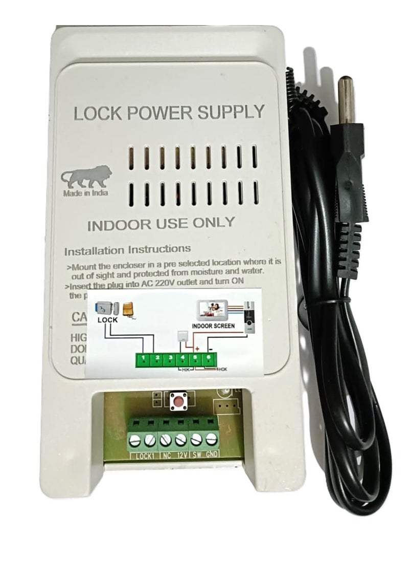 Electronic Door Lock with Lock Power Supply and 2 Remotes RC Power Supply 12V30V DC Smart Connect with Video Door Phone CPPlus for Main Door