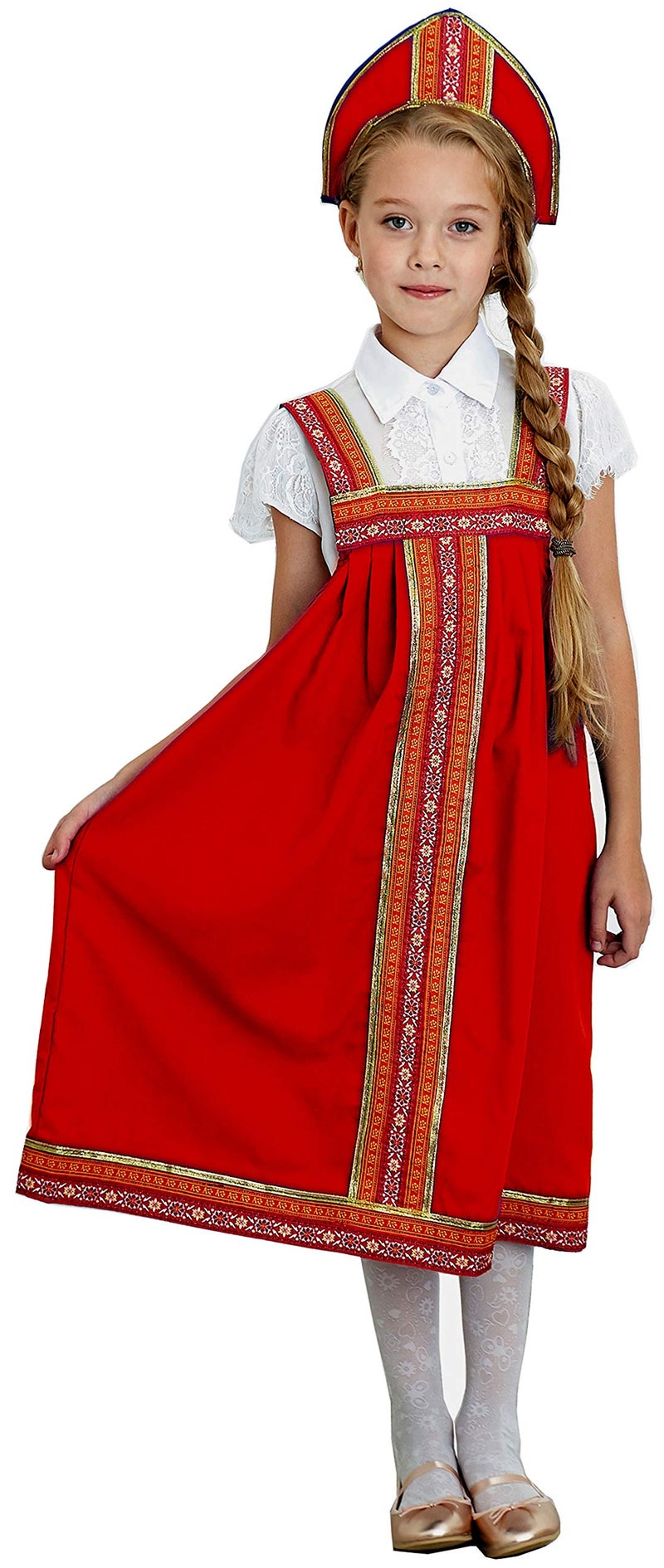 VALADA Russian Heritage Girls Cosplay Costume Dress (9-12 Years Old, Navy) - Image 4