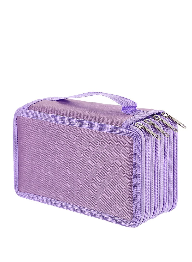 كول بيبي حقيبة تخزين أقلام رصاص من COOLBABY Beauenty للرسم الفني ، حقيبة تخزين ، حقيبة مستحضرات التجميل بسحاب ، حامل صندوق أقلام رصاص ملون - 72 فتحة حامل قلم رصاص أرجواني - Image 1