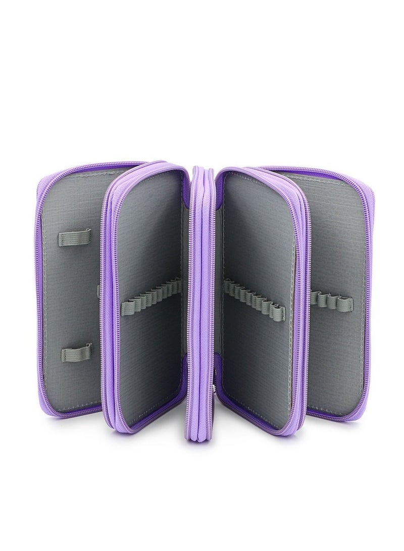 كول بيبي حقيبة تخزين أقلام رصاص من COOLBABY Beauenty للرسم الفني ، حقيبة تخزين ، حقيبة مستحضرات التجميل بسحاب ، حامل صندوق أقلام رصاص ملون - 72 فتحة حامل قلم رصاص أرجواني - Image 3