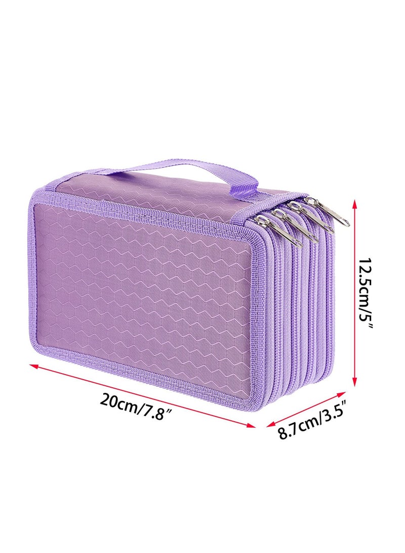 كول بيبي حقيبة تخزين أقلام رصاص من COOLBABY Beauenty للرسم الفني ، حقيبة تخزين ، حقيبة مستحضرات التجميل بسحاب ، حامل صندوق أقلام رصاص ملون - 72 فتحة حامل قلم رصاص أرجواني - Image 4