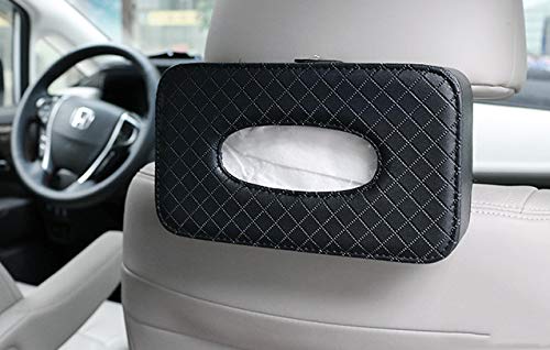 KolorFish Tissue Holder, Car Back Seat Headrest Hanging Tissue Holder with PU Leather, Multi-use Tissue Box Holder for Car Decoration (Black) - Image 4
