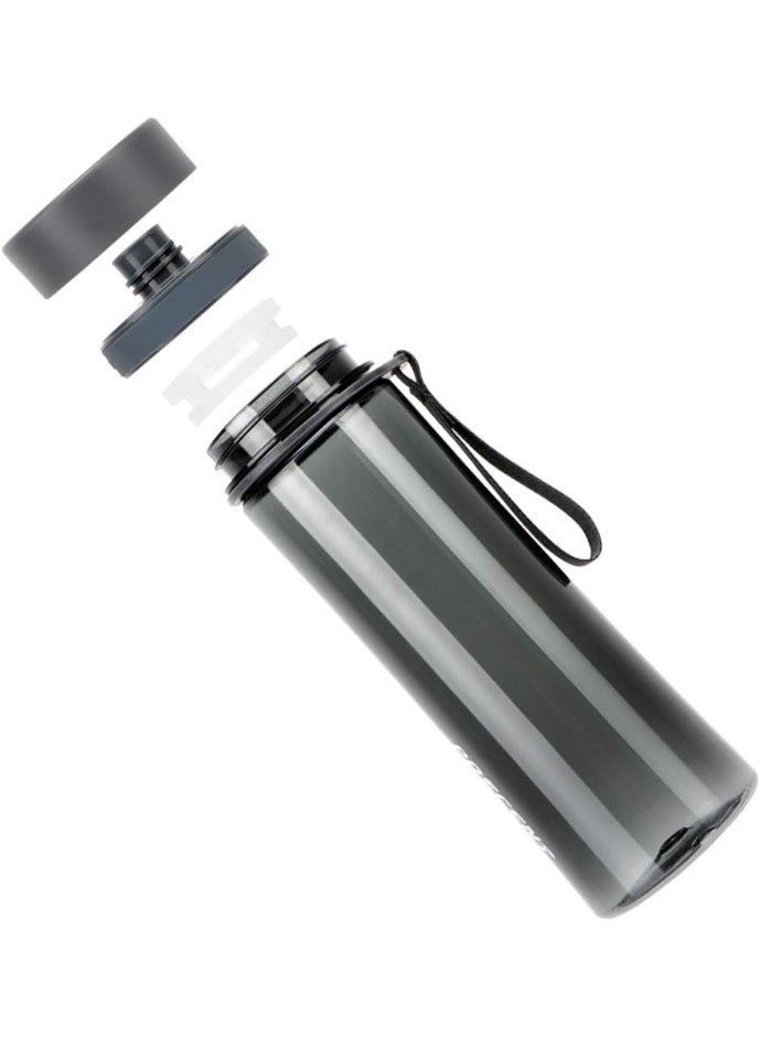 زجاجة مياه رياضية من Poecent، للأطفال/الكبار، مقاومة للتسرب وخالية من مادة BPA وصديقة للبيئة، زجاجات محمولة للتخييم والمشي لمسافات طويلة وركوب الدراجات والأنشطة الخارجية وصالة الألعاب الرياضية واليوغا والجري، بغطاء علوي قابل للطي، عبوة من قطعة واحدة، لون أسود - Image 5