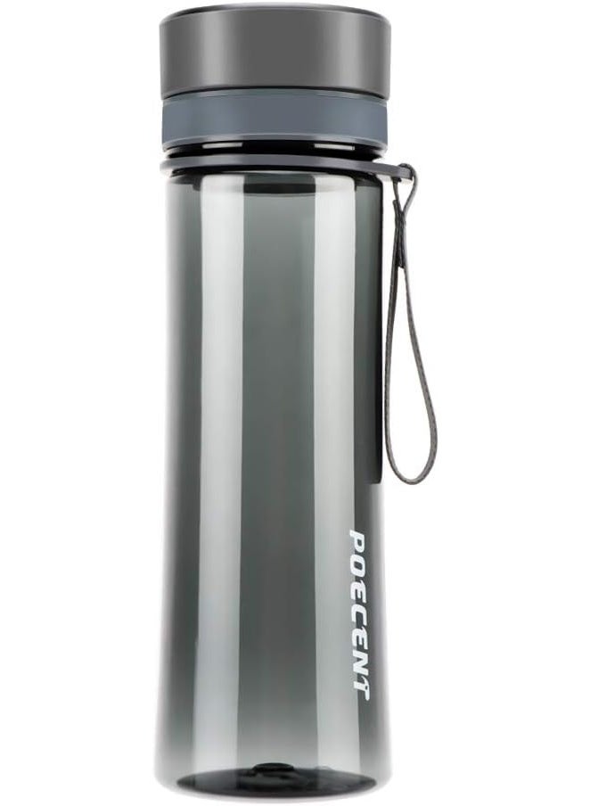 زجاجة مياه رياضية من Poecent، للأطفال/الكبار، مقاومة للتسرب وخالية من مادة BPA وصديقة للبيئة، زجاجات محمولة للتخييم والمشي لمسافات طويلة وركوب الدراجات والأنشطة الخارجية وصالة الألعاب الرياضية واليوغا والجري، بغطاء علوي قابل للطي، عبوة من قطعة واحدة، لون أسود - Image 2