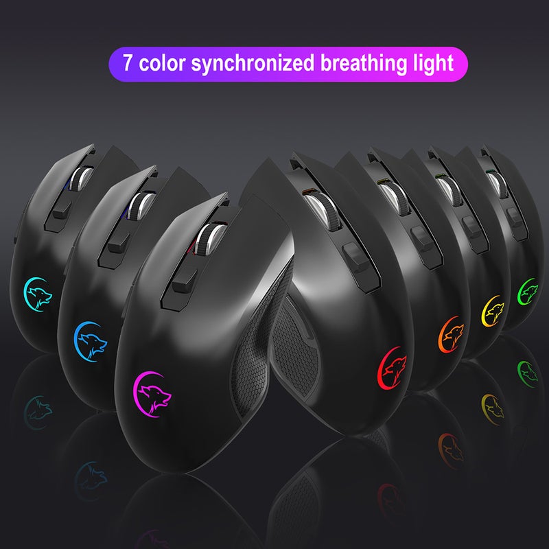 YWYT G851 2.4GHz Wireless Rechargeable Mute Ergonomic with Colorful Light Effect for Desktop Laptop - Image 4