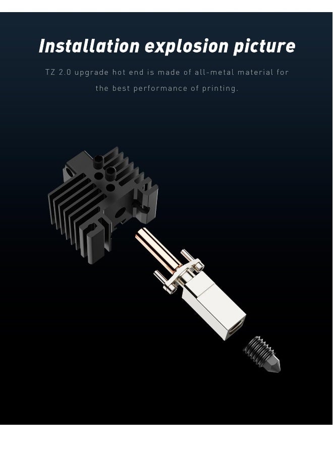 High,Temperature Hardened Steel Nozzle, 500°C Compatible with Bambulab X1 and P1P 3D Printers, Includes Copper Heater Block and 0.4mm Brass Nozzle - Image 2