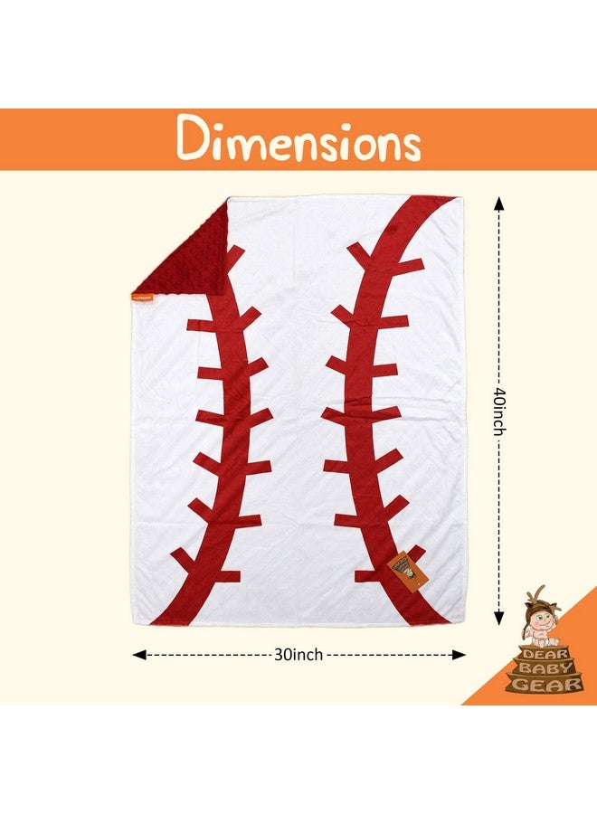 Dear Baby Gear - Reversible Baby Blankets - Soft Nursery Blanket for Newborn - Toddler Blankey - Throw Blanket for Boys & Girls - Infant Blankets - 40x30 (Baseball Print - Red Dot) - Image 2