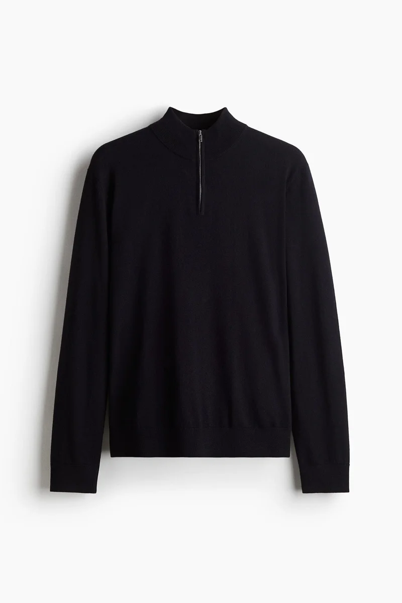 H&M Regular Fit Zip-top merino wool jumper
