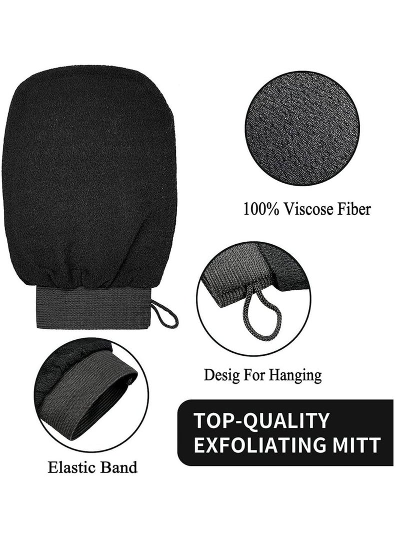 SQNCHN Korean Loofah Exfoliating Shower Glove for Skin Care – Viscose Scrub for a Luxurious Moroccan Bath Experience at Home – Black  - Image 2