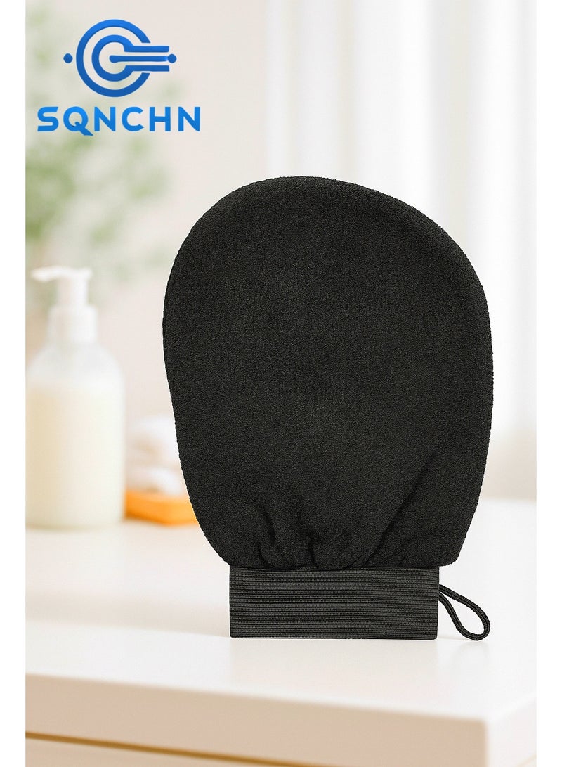 SQNCHN Korean Loofah Exfoliating Shower Glove for Skin Care – Viscose Scrub for a Luxurious Moroccan Bath Experience at Home – Black  - Image 1