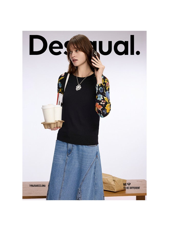 DESIGUAL women's Knitwear With Colorful Floral Patchwork Sleeves, Spring/summer 2025 - Image 4
