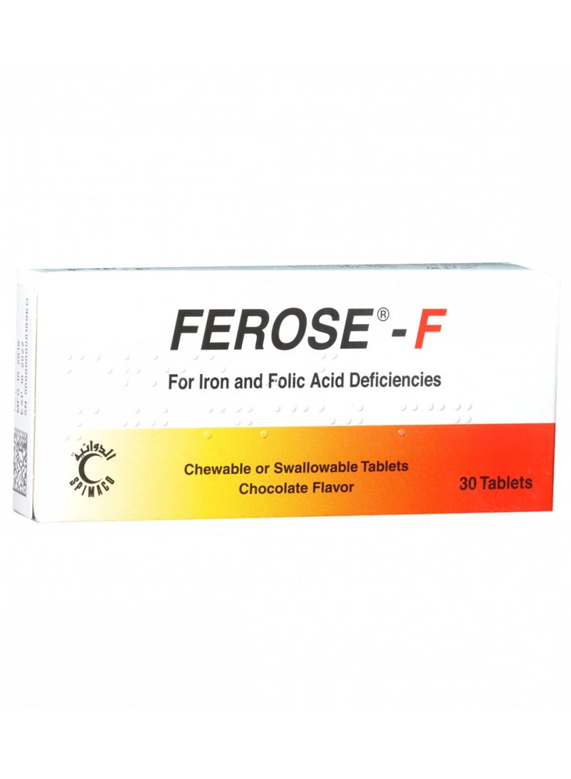 FEROSE Pack Of 2 FEROSE F 30 CHEWABLE TABLETS for Iron Deficiency  - Image 2