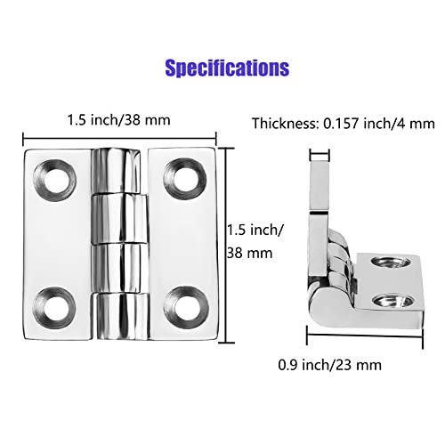 ODYSUNRAL Heavy Duty Boat Hinges Stainless Steel Marine Grade, 1.5 inch x 1.5 inches (38mm X 38 mm), No Noise, 316 Stainless Steel with Screws (2 PCS) - Image 2