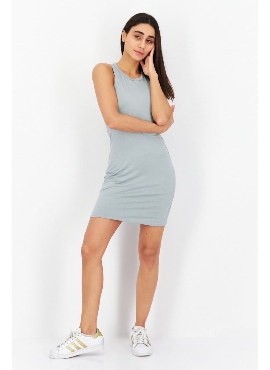 Gentle Fawn - Women Solid Sleeveless Mini Dress, Seafoam - Image 1