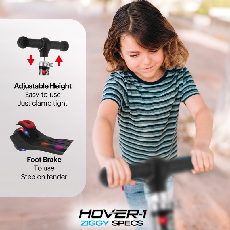 Hover-1 Ziggy Folding Kick Scooter for Kids (5+ Year Old) | Features Lean-to-Turn Axle, Solid PU Tires & Slim-Design, 110 LB Max Load Capacity, Safe, Black - Image 2