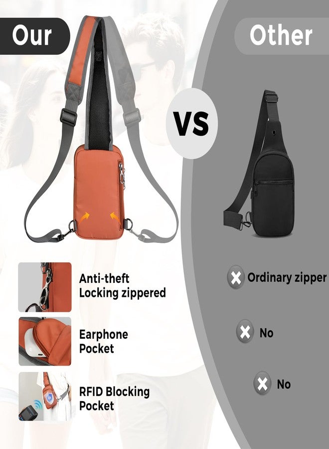 VADOO Sling Bag, Crossbody Bag with Zipper Lock, RFID Blocking & Water Resistant for Men and Women (Orange) - Image 4