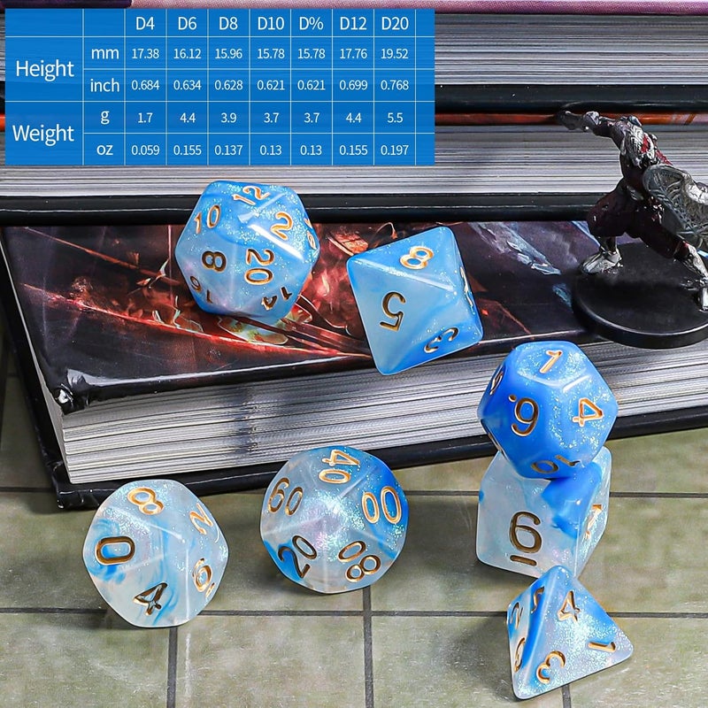 CiaraQ DND Polyhedral Dice Set with a Black Dice Bag for D&D RPG MTG Role Playing Table Games - Image 3