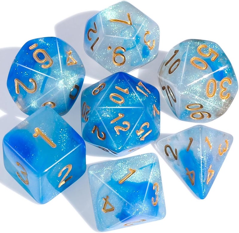 CiaraQ DND Polyhedral Dice Set with a Black Dice Bag for D&D RPG MTG Role Playing Table Games - Image 1