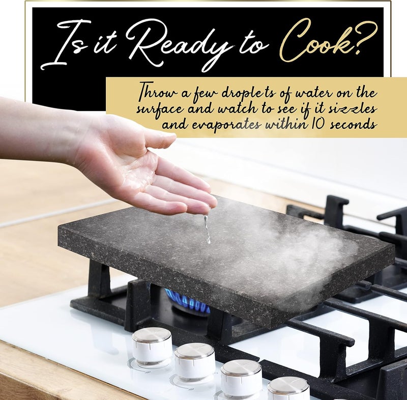 NutriChef Cooking Stone Grill Set - Hot Lava Rock Sizzling Plate for Steak BBQ & Meat Grilling with Stainless Steel Knives, Cooks and Retains Heat & Flavor, Heated Tray for Serving Food - Image 5