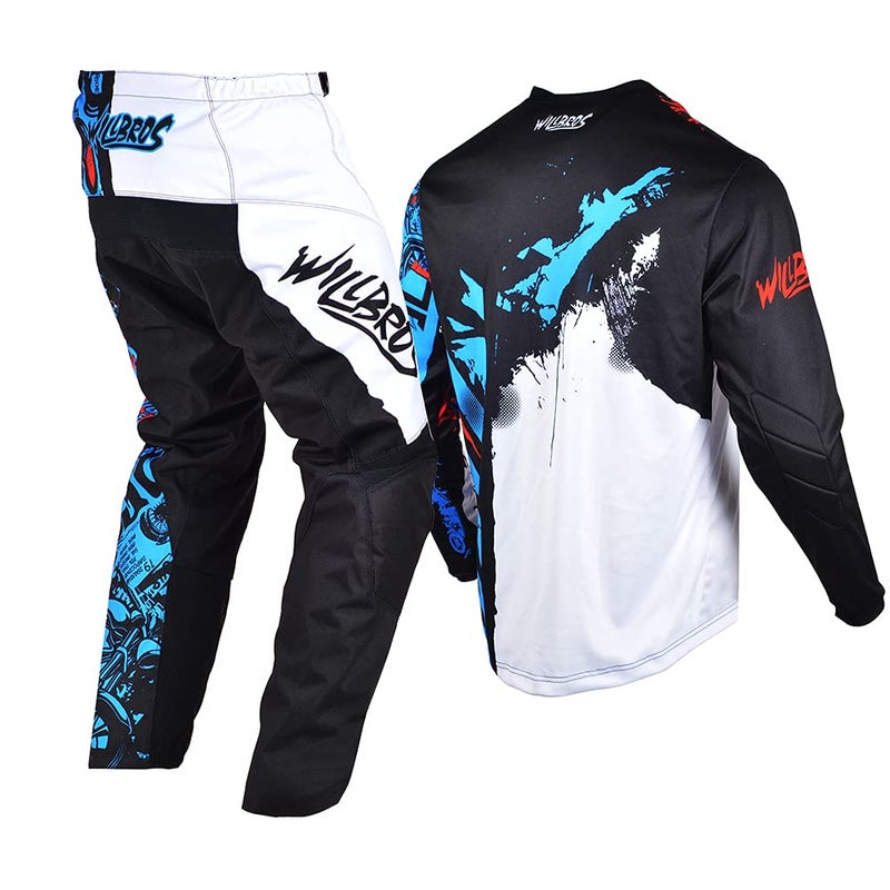 Willbros Motocross Jersey Pant Combo Mens MX Gear Set Riding Ride Black Blue Dirt Bike Offroad Racing Blue(Jersey Adult S/Pants W30) - Image 4