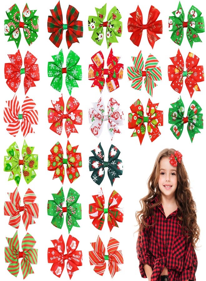 DULEFUN 24pcs Christmas Hair Clips for Girls, Xmas Hair Bows Hairpins Barrettes Xmas Hair Accessories for Kids New Year Christmas Party Favors - Image 1