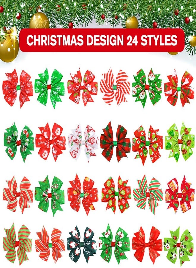 DULEFUN 24pcs Christmas Hair Clips for Girls, Xmas Hair Bows Hairpins Barrettes Xmas Hair Accessories for Kids New Year Christmas Party Favors - Image 3