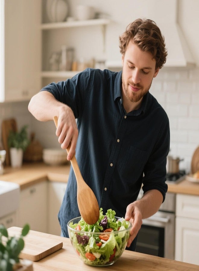 YALONG Acacia Wooden Kitchen Utensil Set of 8 - Natural Wood Cooking Utensils & Spoons for Cooking, Durable Heat-Resistant Non-Toxic Kitchen Tools for Non-Stick Cookware - Image 4