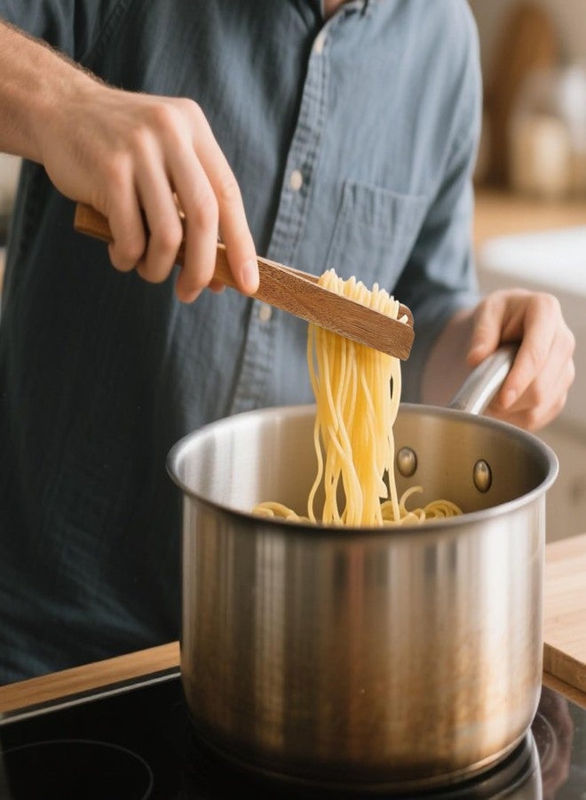 YALONG Acacia Wooden Kitchen Utensil Set of 8 - Natural Wood Cooking Utensils & Spoons for Cooking, Durable Heat-Resistant Non-Toxic Kitchen Tools for Non-Stick Cookware - Image 5