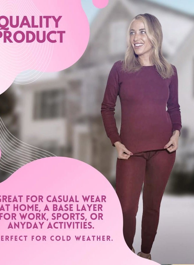 MISS POPULAR Womens 2-Piece Waffle Thermals Set | Long Sleeve Shirt, Pants | Long Johns Waffle Thermal Underwear Base Layer Set for Cold Weather (Heather Grey, Medium) - Image 5