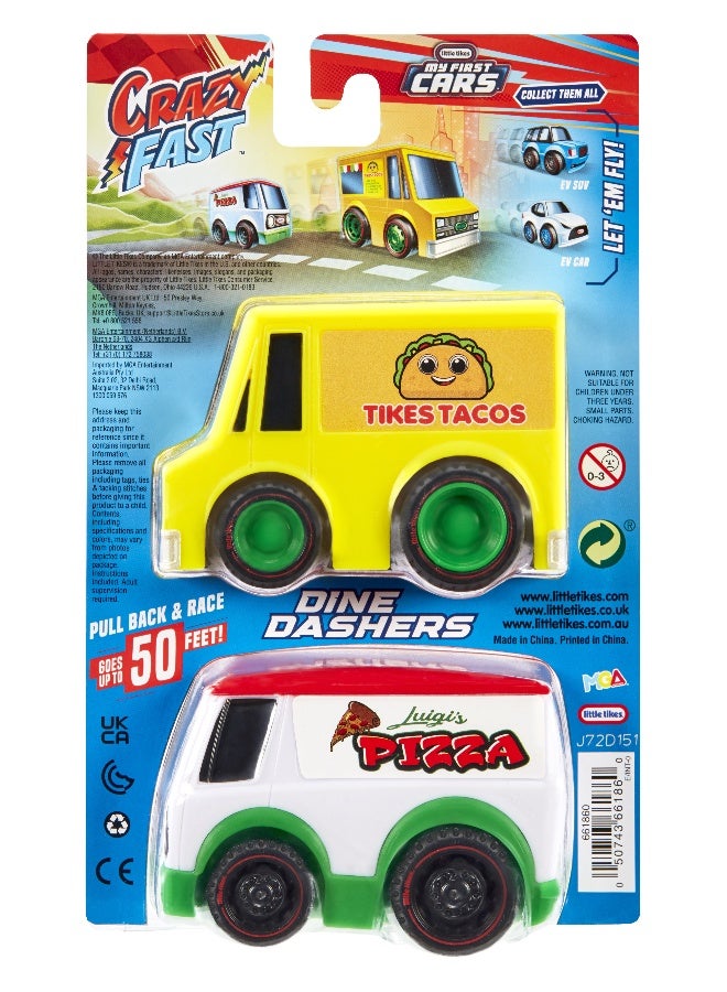 Little Tikes My First Cars Crazy Fast Cars 2-Pack Dine Dashers, Food Vehicle Themed Pullback Toy Car Vehicle Goes up to 50 Ft - Image 5
