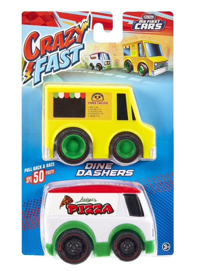 Little Tikes My First Cars Crazy Fast Cars 2-Pack Dine Dashers, Food Vehicle Themed Pullback Toy Car Vehicle Goes up to 50 Ft - Image 1