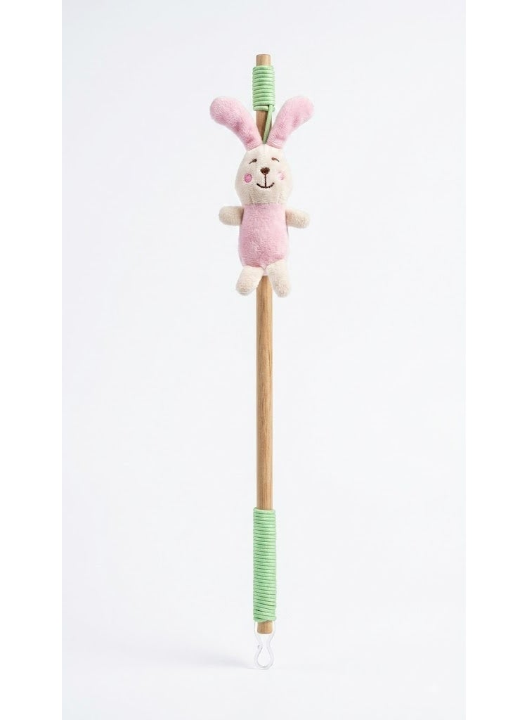 Dog Teaser Wand Toy with Plush Bunny - Image 1