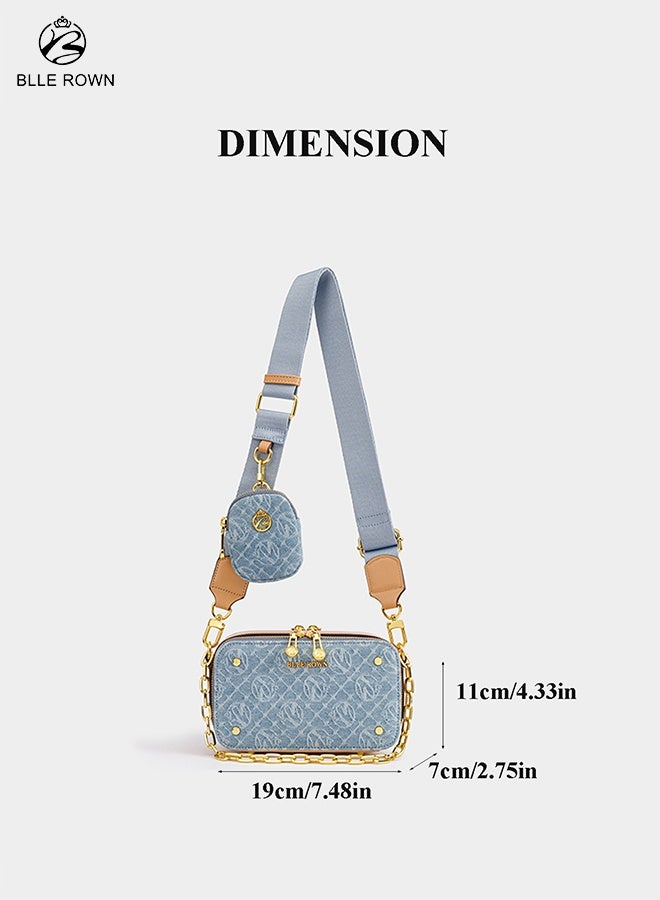 بليه روان شنطة يد نسائية فاخرة شنطة كتف أنيقة بسلسلة ذهبية سحاب مزدوج مع محفظة صغيرة شنط نسائيه ماركات للسهرات والمناسبات - Image 3