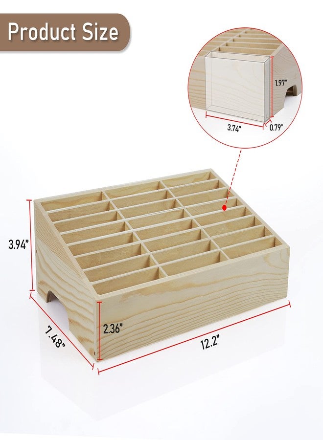 Ozzptuu 24-Grid Wooden Cell Phone Holder Desktop Organizer Storage Box for Classroom Office (24-Grid) - Image 2