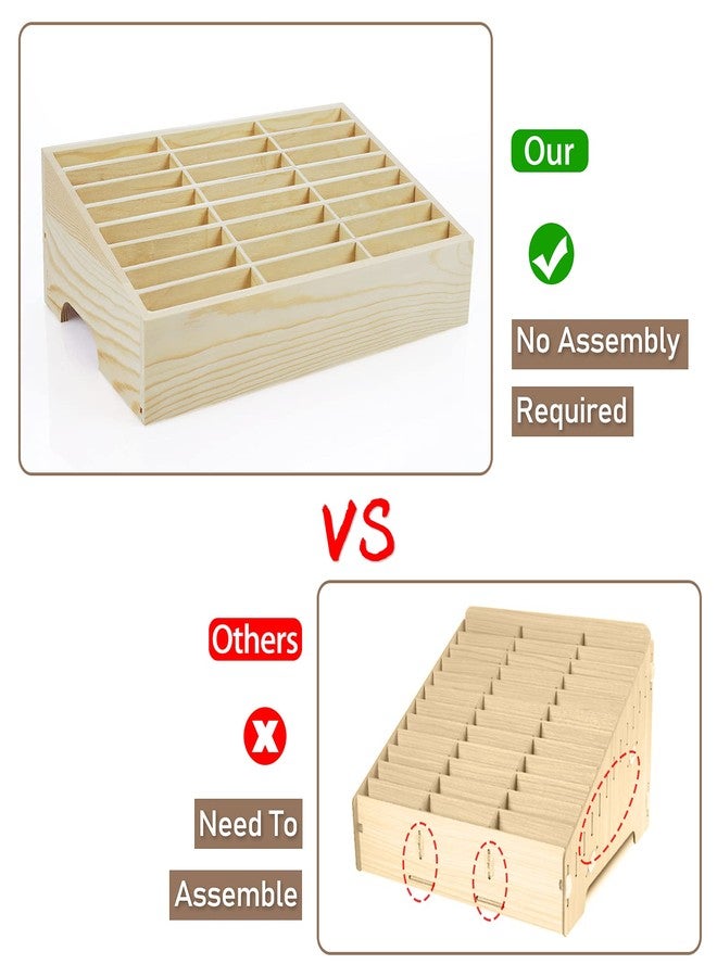 Ozzptuu 24-Grid Wooden Cell Phone Holder Desktop Organizer Storage Box for Classroom Office (24-Grid) - Image 4