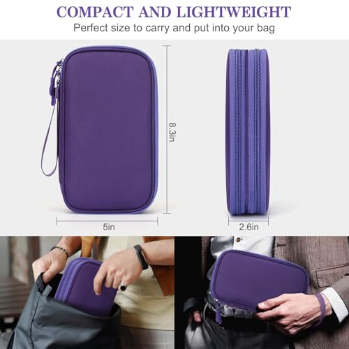 FYY Electronic Organizer, Travel Cable Organizer Bag Pouch Electronic Accessories Carry Case Portable Waterproof Double Layers Storage Bag for Cable, Charger, Phone, Earphone, Medium Size- Purple - Image 2