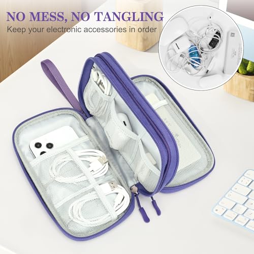 FYY Electronic Organizer, Travel Cable Organizer Bag Pouch Electronic Accessories Carry Case Portable Waterproof Double Layers Storage Bag for Cable, Charger, Phone, Earphone, Medium Size- Purple - Image 5