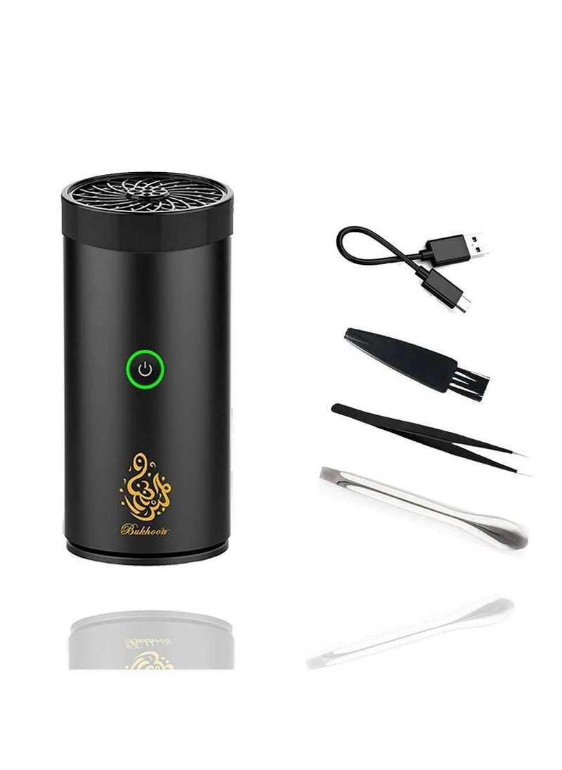 Bakhoor Electric Incense Mini Car Incense Burners Decort for Car, Home, Usb Rechargeable Gift (BLACK)  - Image 2