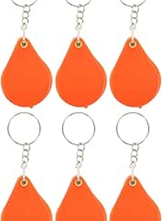Orange Mini Folding Magnifying Glass Key Ring 6Pcs Portable Pocket Loupe For Reading - Image 1