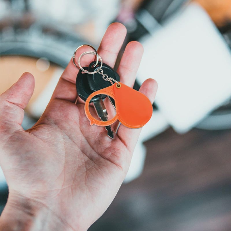 Orange Mini Folding Magnifying Glass Key Ring 6Pcs Portable Pocket Loupe For Reading - Image 4