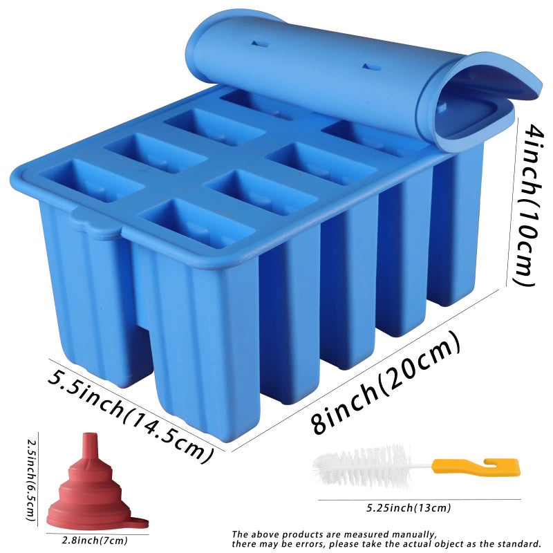 Waybesty Silicone Popsicles Molds Popcylce Molds Food Grade Reusable Popsicle Molds For Kids Homemade Popsicles Molds Ice Cream Mold Ice Pop Molds Maker With Popsicle Stick Popsicle Bag Funnel (Blue) - Image 4
