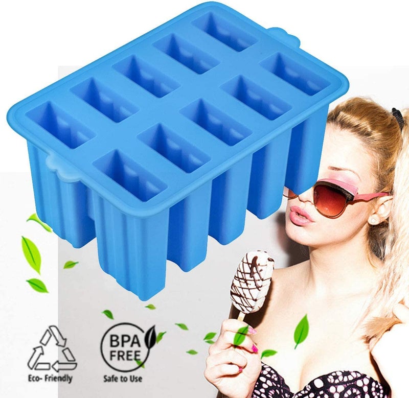 Waybesty Silicone Popsicles Molds Popcylce Molds Food Grade Reusable Popsicle Molds For Kids Homemade Popsicles Molds Ice Cream Mold Ice Pop Molds Maker With Popsicle Stick Popsicle Bag Funnel (Blue) - Image 5