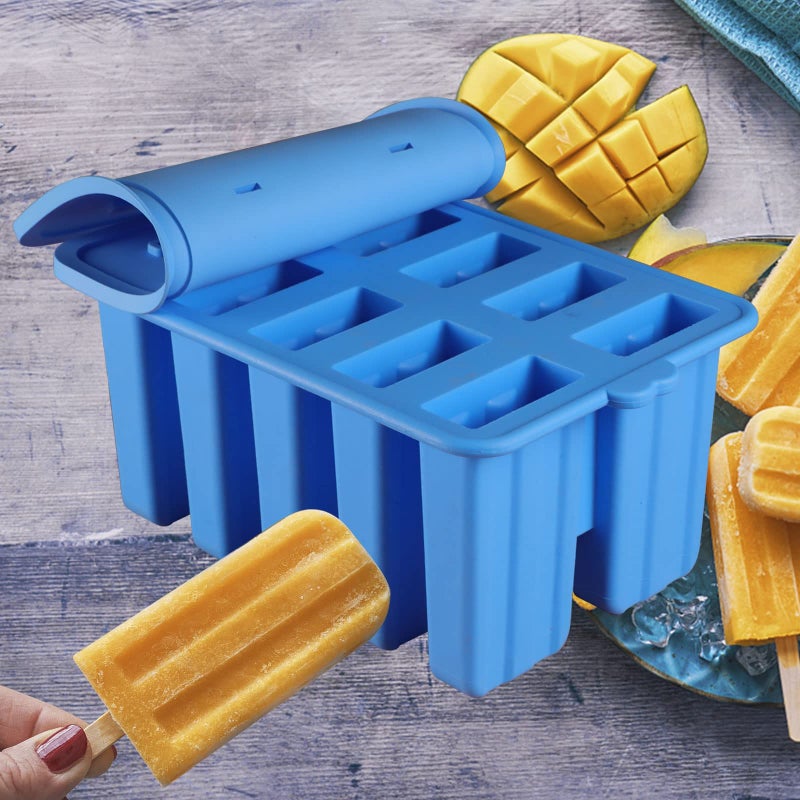 Waybesty Silicone Popsicles Molds Popcylce Molds Food Grade Reusable Popsicle Molds For Kids Homemade Popsicles Molds Ice Cream Mold Ice Pop Molds Maker With Popsicle Stick Popsicle Bag Funnel (Blue) - Image 2